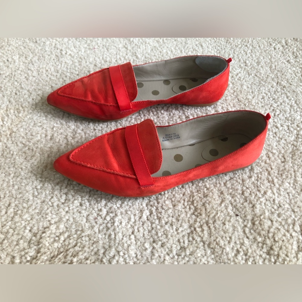 Boden Red Orange suede flats size 9